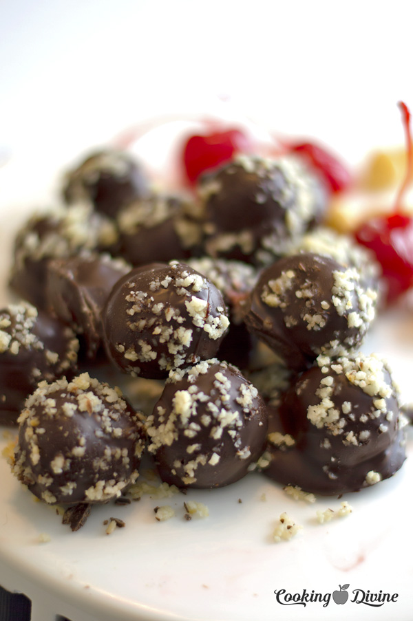 Chocolate Covered Maraschino Cherries with Macadamia Nuts