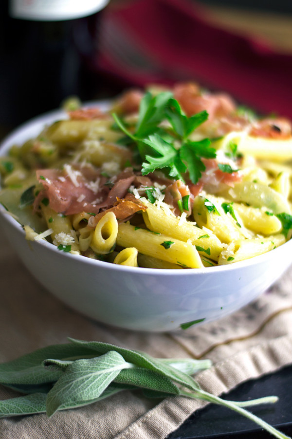 Penne Pasta in Sage Butter with Prosciutto Cooking Divine