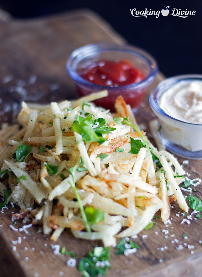 Truffle Parmesan Shoestring French Fries - Cooking DivineFacebookInstagramPinterestTwitter-image