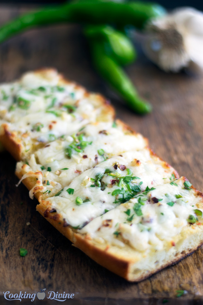 Spicy and Cheesy Italian Long Hot Garlic Bread