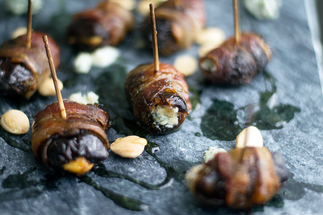 Bacon Wrapped Dates Stuffed With Blue Cheese