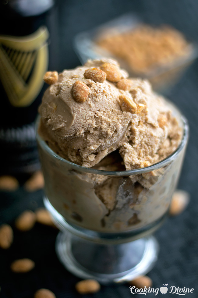 Chocolate Guinness Stout Ice Cream with Honey Roasted Peanuts