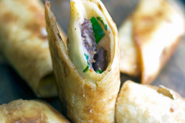 Crispy Duck Flautas with Orange Sriracha Mayonnaise