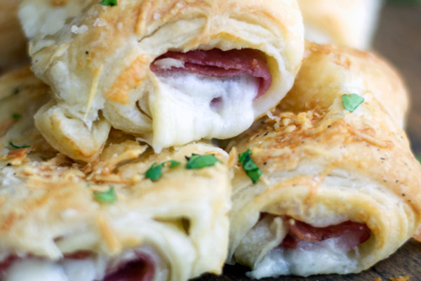 Salami and Provolne Puff Pastry Rollups