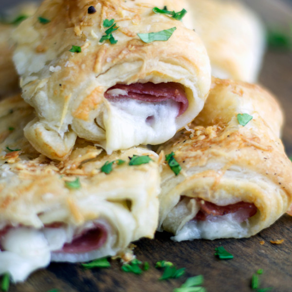 Salami and Provolne Puff Pastry Rollups