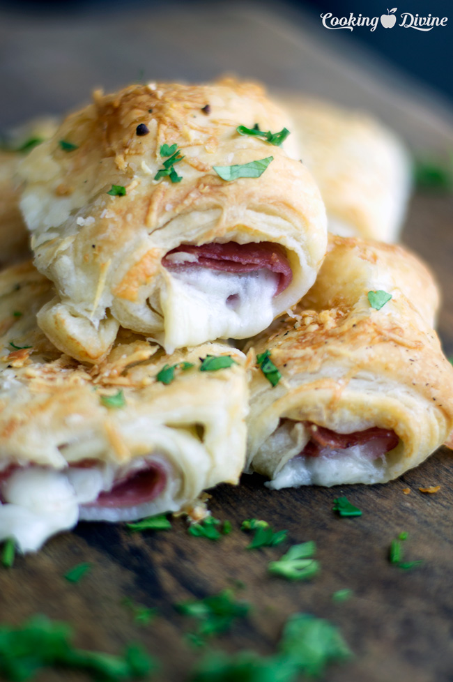 Salami and Provolne Puff Pastry Rollups