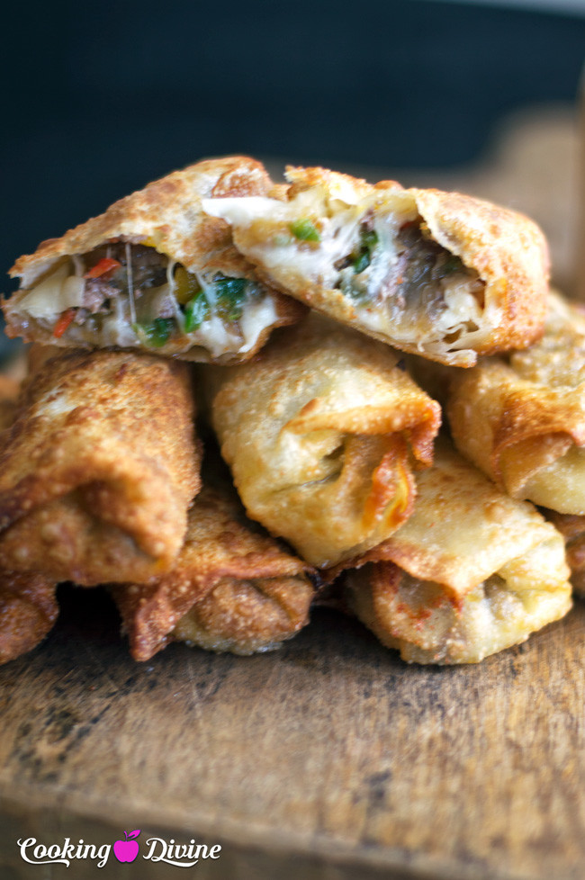 The Best Philly Cheesesteak Egg Roll Recipe - Cooking DivineFacebookInstagramPinterestTwitter-image